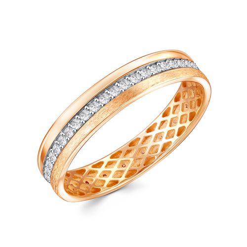 Кольцо дорожка ZOLOTYE UZORY, красное золото 585 проба, вставка цирконий