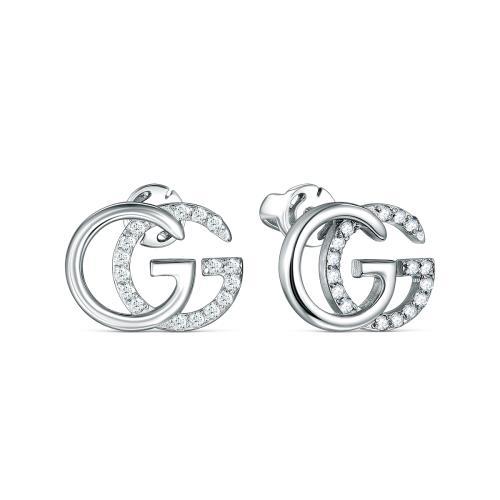 Серьги пусеты Серебро России,  серебро 925 проба, вставка фианит (Серебро России, Россия)