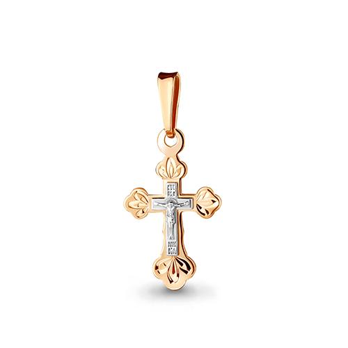 Подвеска крестик Aquamarine, красное золото 585 проба