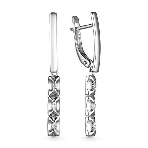 Серьги длинные Bellissima, белое золото 585 проба, вставка бриллиант (Bellissima, Россия)