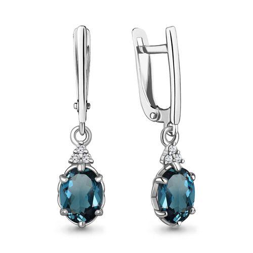 Серьги длинные Aquamarine,  серебро 925 проба, вставка фианит (Aquamarine, Россия)