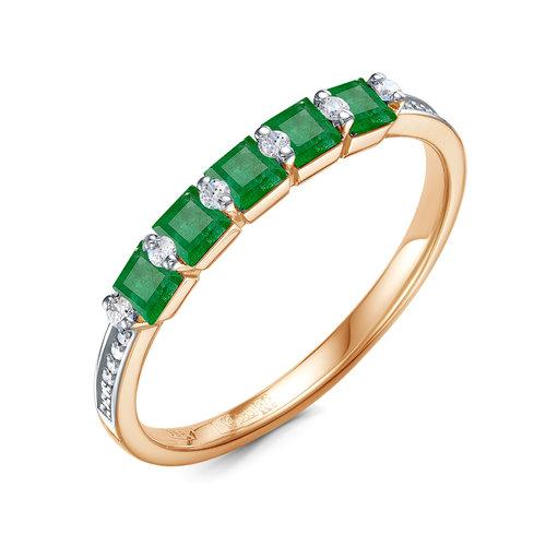 Кольцо декоративное RoseGrace, красное золото 585 проба, вставка изумруд