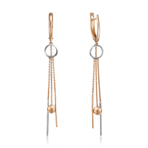 Серьги длинные Platina Jewelry, красное золото 585 проба (Platina Jewelry, Россия)