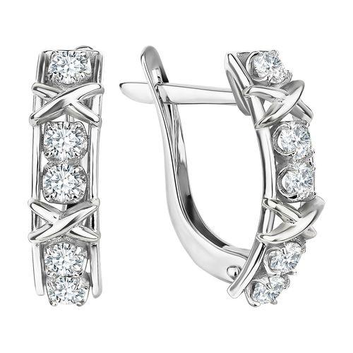 Серьги с английским замком TALANT,  серебро 925 проба, вставка фианит (TALANT, Россия)