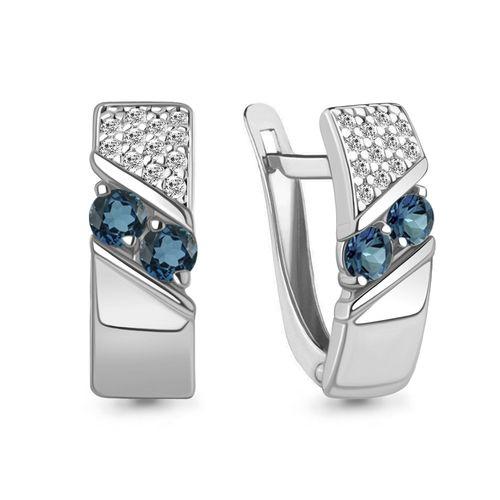 Серьги с английским замком Aquamarine,  серебро 925 проба, вставка фианит