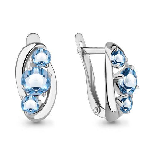 Серьги с английским замком Aquamarine,  серебро 925 проба, вставка топаз (Aquamarine, Россия)