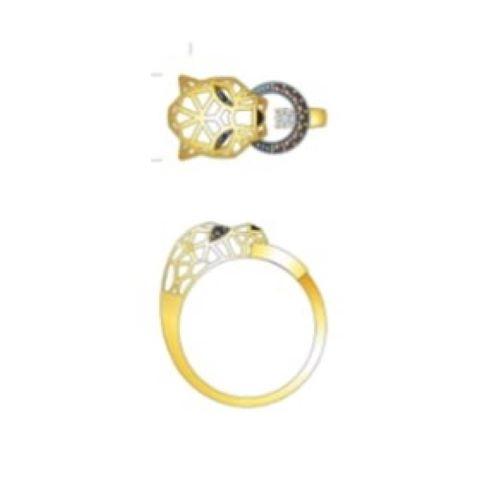 Кольцо декоративное Karatov, красное золото 585 проба, вставка бриллиант (Karatov, Россия)