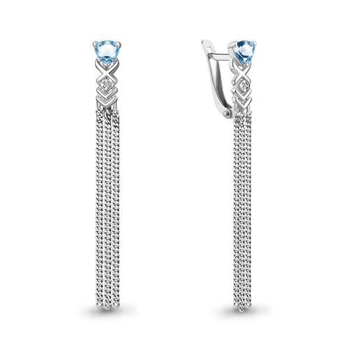 Серьги длинные Aquamarine,  серебро 925 проба, вставка фианит (Aquamarine, Россия)