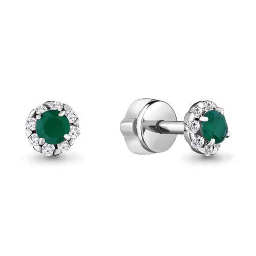 Серьги пусеты Aquamarine,  серебро 925 проба, вставка фианит (Aquamarine, Россия)