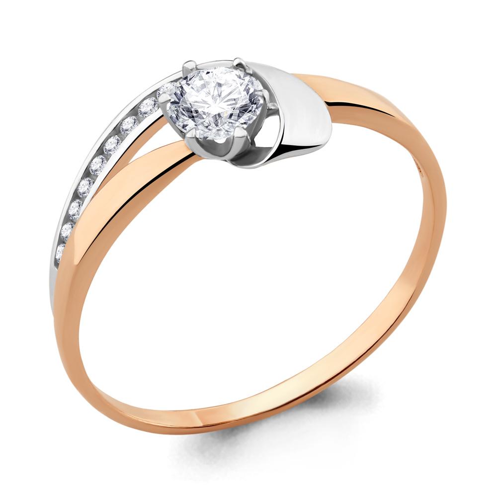Кольцо декоративное Aquamarine, красное золото 585 проба, вставка фианит (Aquamarine, Россия)
