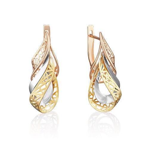 Серьги с английским замком Platina Jewellery, красное золото 585 проба