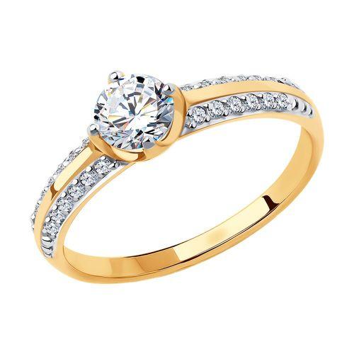 Кольцо помолвочное Diamant, красное золото 585 проба, вставка фианит (Diamant, Россия)