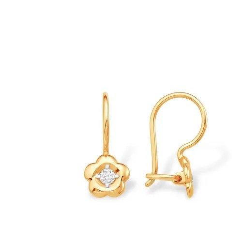 Серьги детские 7 Карат, красное золото 585 проба, вставка фианит