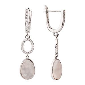 Серьги длинные,  серебро 925 проба, вставка фианит (прочее, Турция)