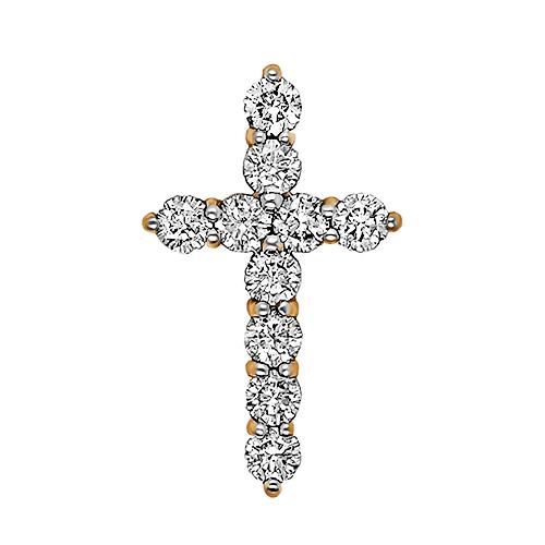 Подвеска крест декоративный 7 Карат, красное золото 585 проба, вставка бриллиант (7 Карат, Беларусь)