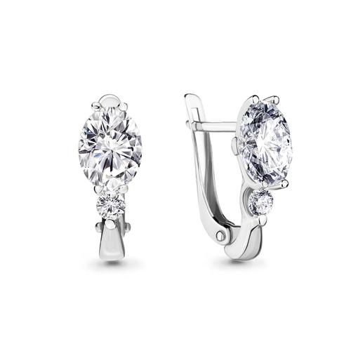 Серьги с английским замком Aquamarine,  серебро 925 проба, вставка фианит (Aquamarine, Россия)