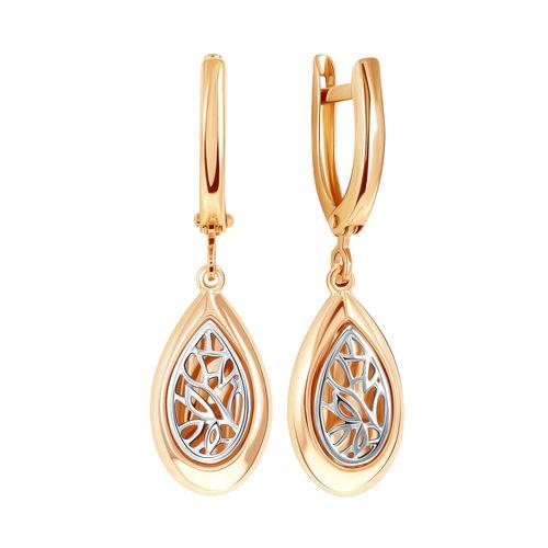 Серьги длинные ZOLOTYE UZORY, красное золото 585 проба