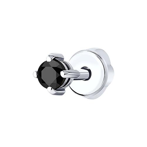 Серьга одиночная Diamant, белое золото 585 проба, вставка фианит (Diamant, Россия)