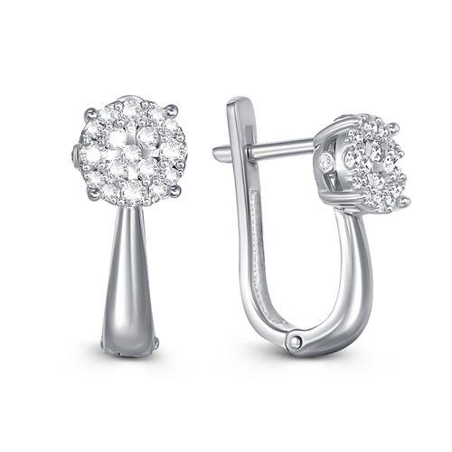 Серьги с английским замком 7 Карат, белое золото 585 проба, вставка бриллиант (7 Карат, Беларусь)