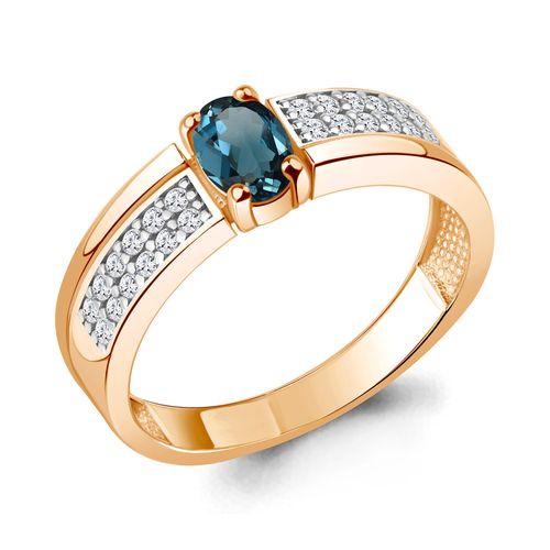 Кольцо декоративное Aquamarine, красное золото 585 проба, вставка фианит (Aquamarine, Россия)