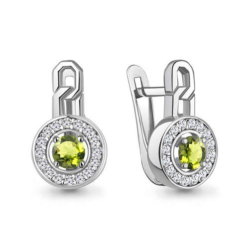 Серьги с английским замком Aquamarine,  серебро 925 проба, вставка фианит (Aquamarine, Россия)