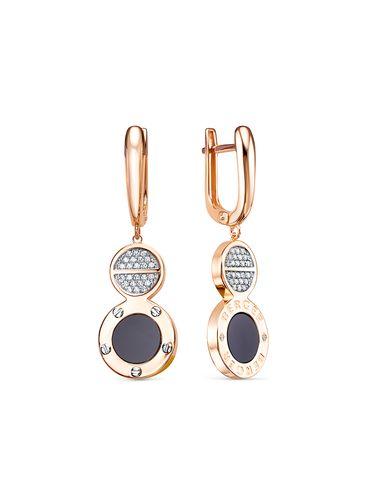 Серьги длинные Berger, красное золото 585 проба, вставка оникс