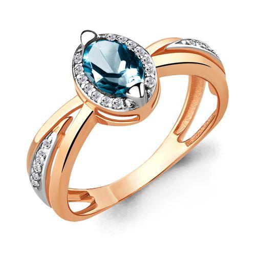 Кольцо декоративное Aquamarine, красное золото 585 проба, вставка фианит (Aquamarine, Россия)