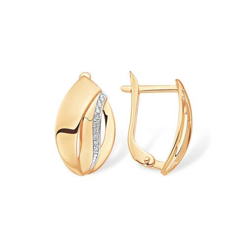 Серьги с английским замком 7 Карат, красное золото 585 проба, вставка фианит (7 Карат, Беларусь)