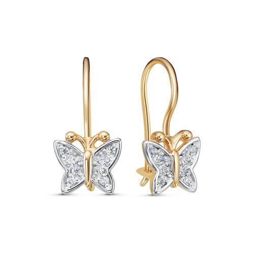 Серьги детские BIRYUZA,  серебро 925 проба, вставка цирконий (BIRYUZA, Россия)