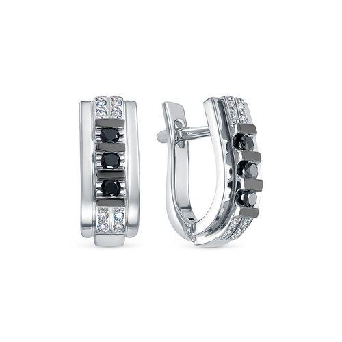 Серьги с английским замком Brilliant Style, белое золото 585 проба, вставка бриллиант (Brilliant Style, Россия)