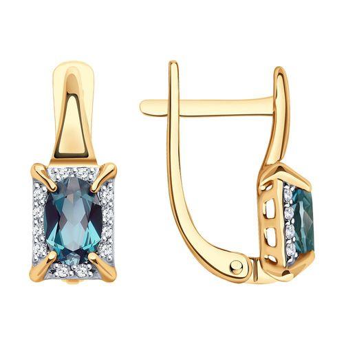 Серьги с английским замком Sokolov и Diamant, красное золото 585 проба, вставка бриллиант (Sokolov и Diamant, Россия)