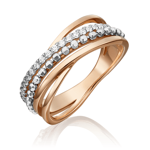 Кольцо декоративное Platina Jewellery, красное золото 585 проба, вставка фианит