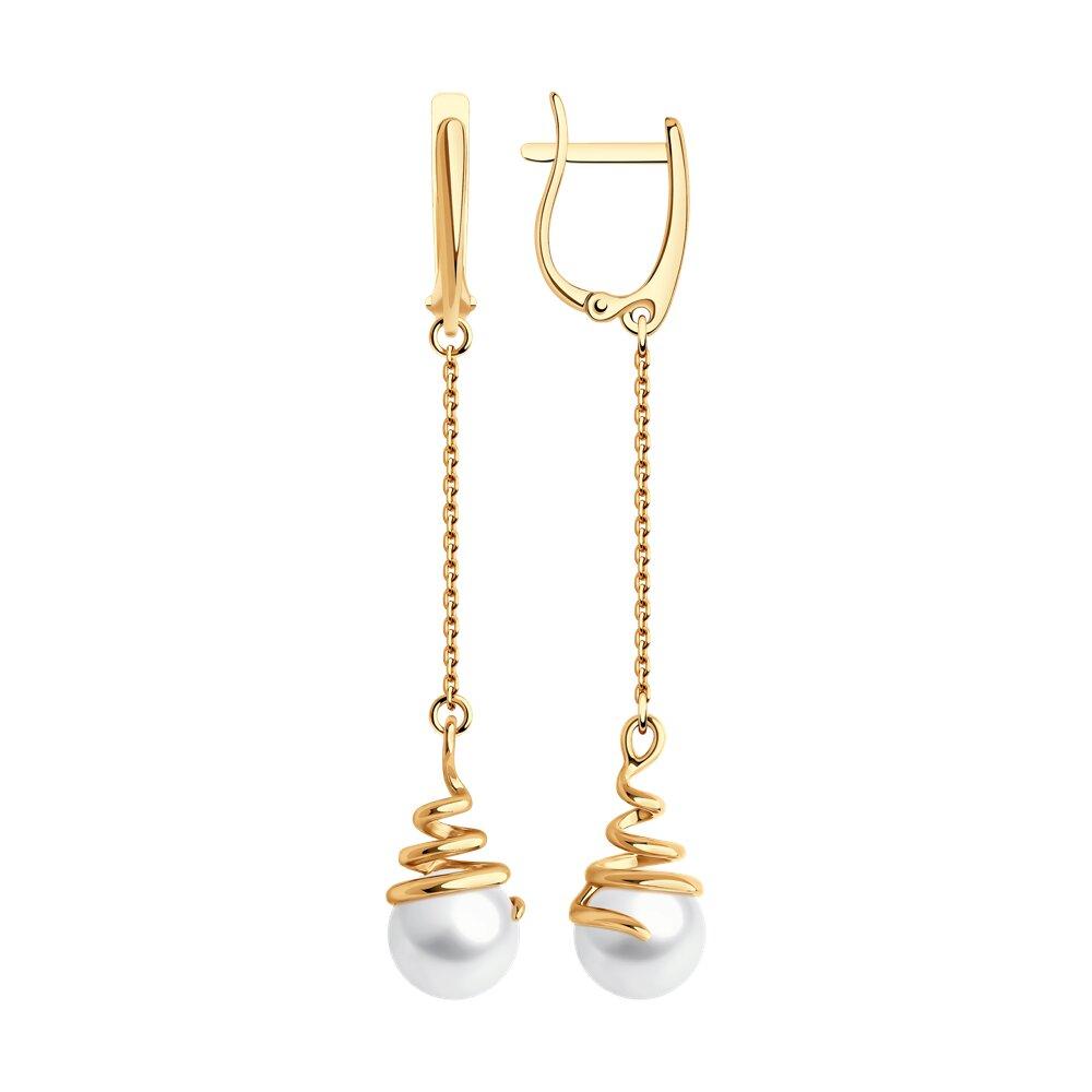 Серьги длинные, красное золото 585 проба, вставка жемчуг (Россия) — от 2043.36 руб. в сети магазинов 7 карат забронировать в магазине Серьги длинные, красное золото 585 проба, вставка жемчуг