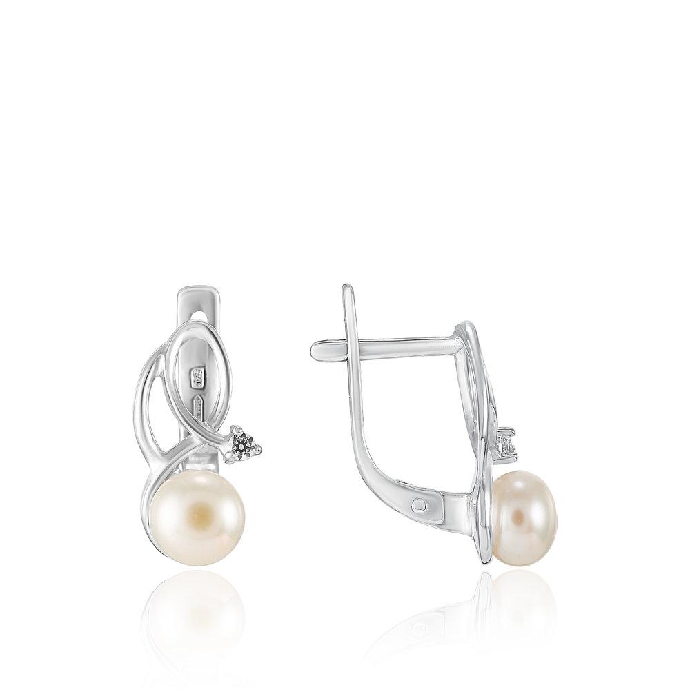 Серьги с английским замком,  серебро 925 проба, вставка жемчуг (Россия) — от 184.52 руб. в сети магазинов 7 карат забронировать в магазине Серьги с английским замком,  серебро 925 проба, вставка жемчуг