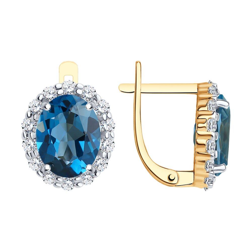 Серьги с английским замком, красное золото 585 проба, вставка фианит/топаз (Россия) — от 1906.74 руб. в сети магазинов 7 карат забронировать в магазине Серьги с английским замком, красное золото 585 проба, вставка фианит/топаз (Россия)