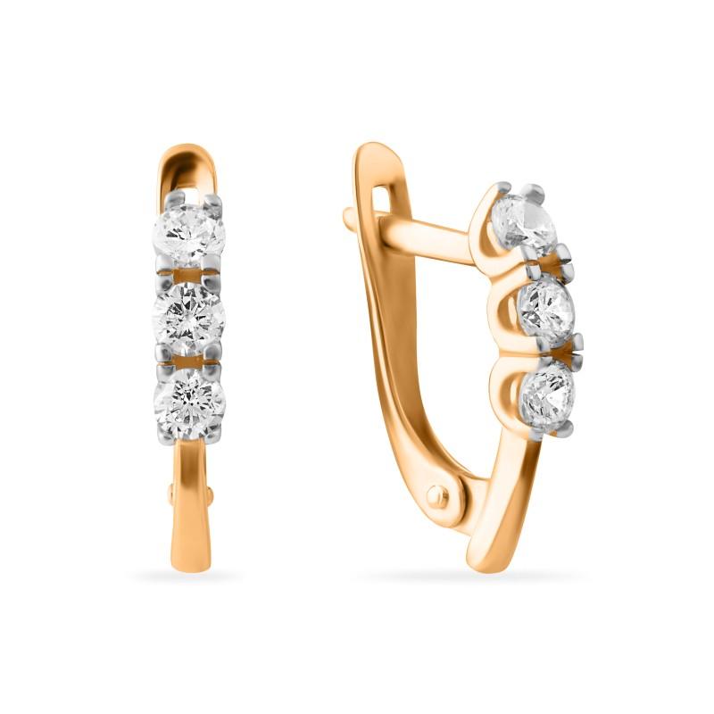 Серьги с английским замком SANIS, красное золото 585 проба, вставка фианит (SANIS, Россия) — от 1025.12 руб. в сети магазинов 7 карат забронировать в магазине Серьги с английским замком SANIS, красное золото 585 проба, вставка фианит