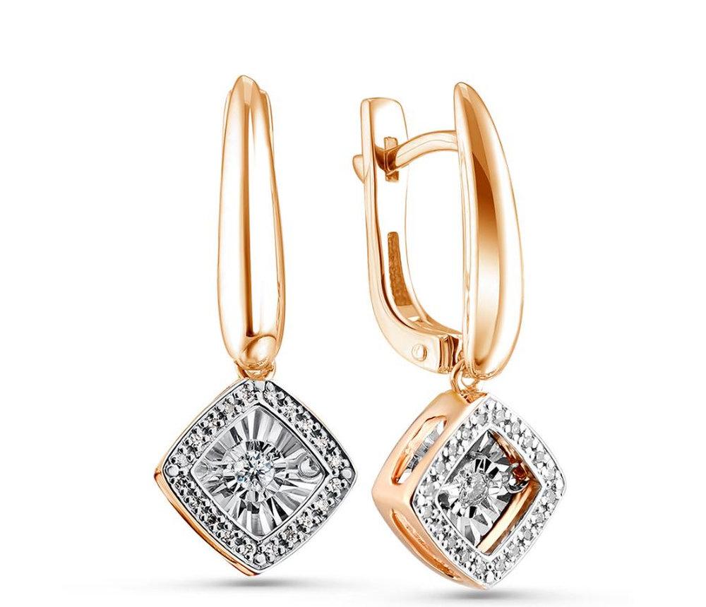 Серьги длинные Grigoriev, красное золото 585 проба, вставка бриллиант (Grigoriev, Россия) — от 4818.26 руб. в сети магазинов 7 карат забронировать в магазине Серьги длинные Grigoriev, красное золото 585 проба, вставка бриллиант