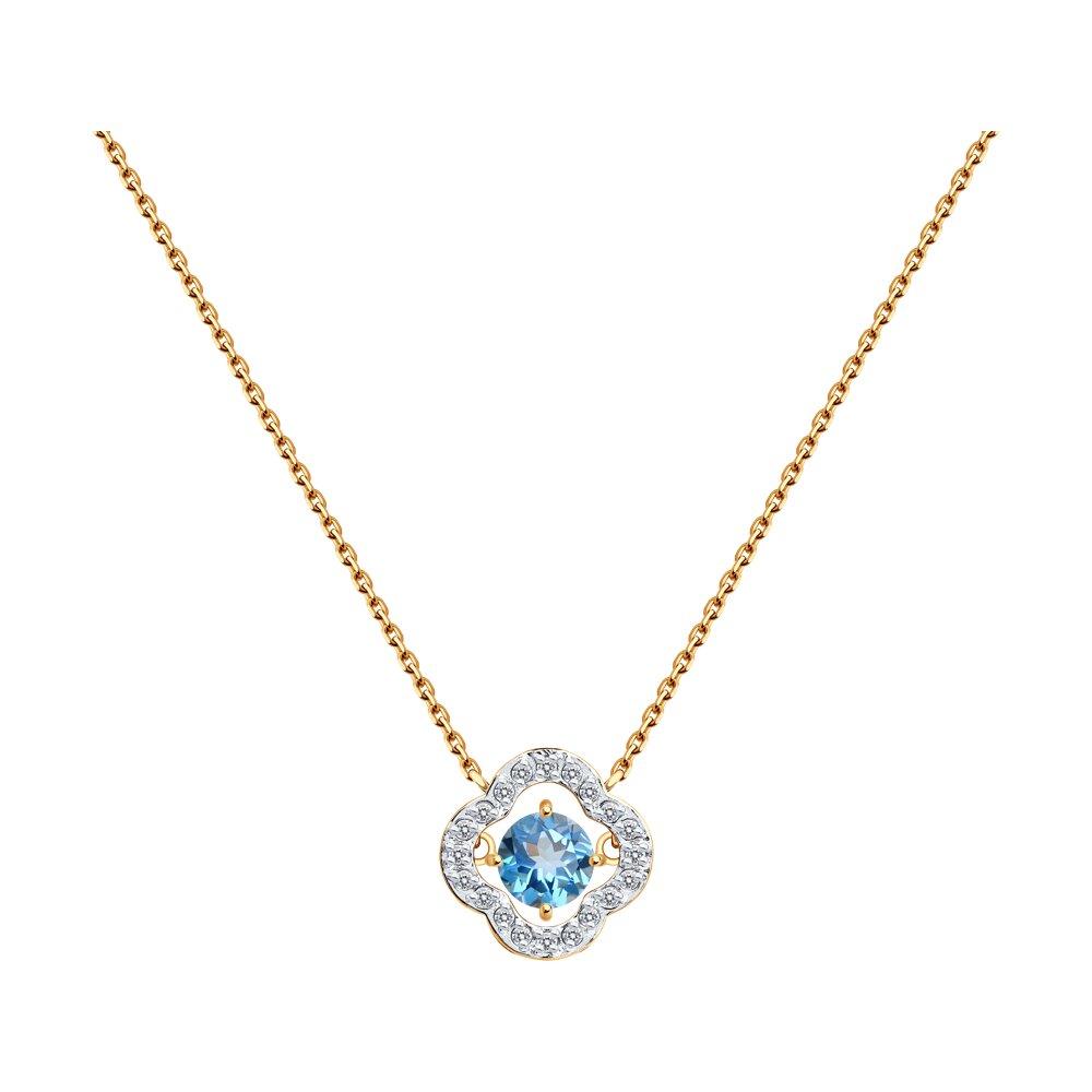 Колье, красное золото 585 проба, вставка фианит/топаз (Россия) — от 1303.73 руб. в сети магазинов 7 карат забронировать в магазине Колье, красное золото 585 проба, вставка фианит/топаз