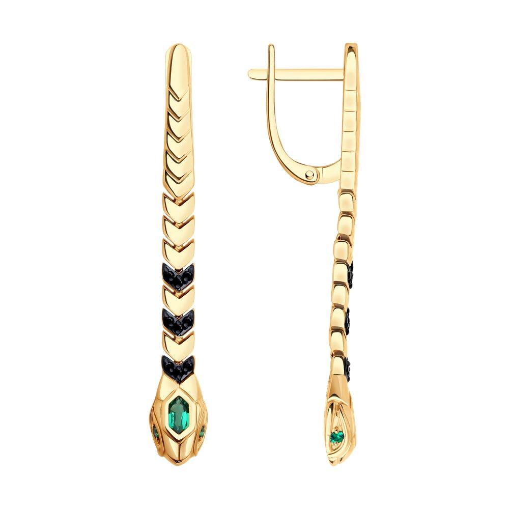 Серьги длинные, красное золото 585 проба, вставка шпинель/изумруд (Россия) — от 2577.96 руб. в сети магазинов 7 карат забронировать в магазине Серьги длинные, красное золото 585 проба, вставка шпинель/изумруд (Россия)