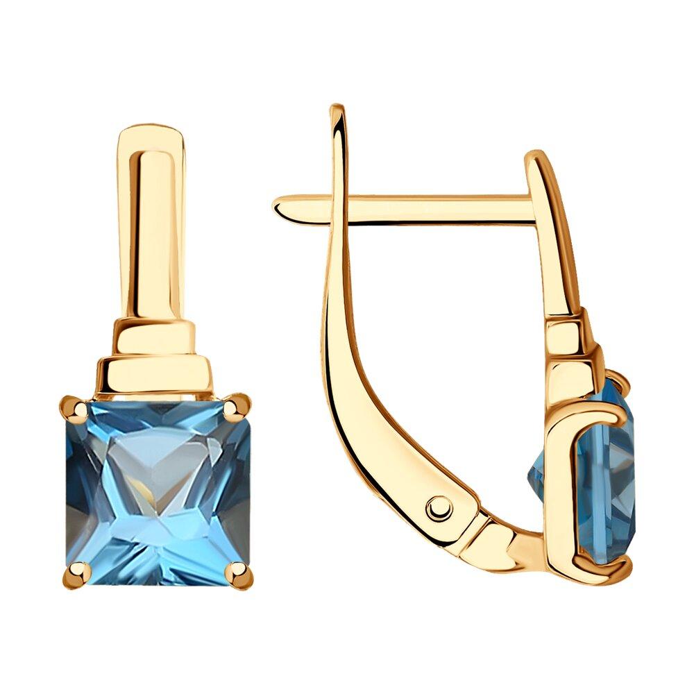 Серьги с английским замком, красное золото 585 проба, вставка топаз (Россия) — от 1452.68 руб. в сети магазинов 7 карат забронировать в магазине Серьги с английским замком, красное золото 585 проба, вставка топаз (Россия)