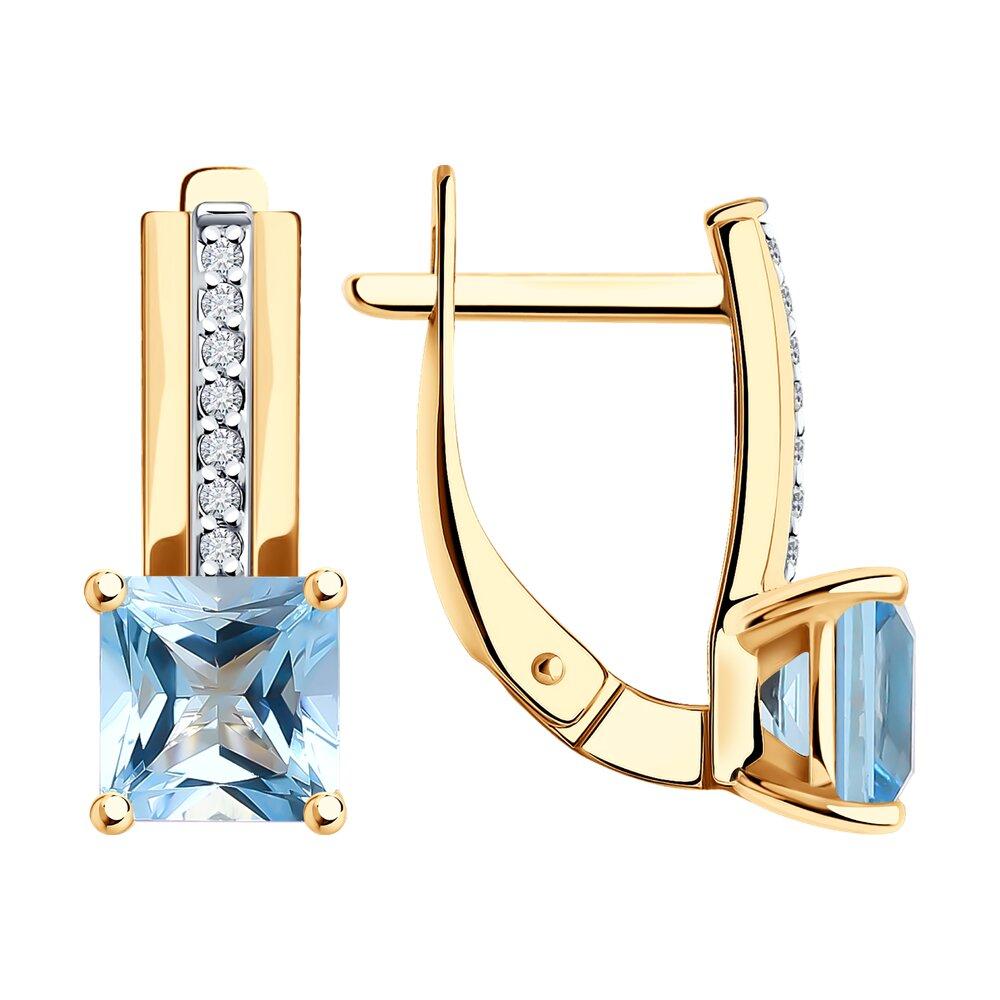 Серьги с английским замком Diamant, красное золото 585 проба, вставка фианит/топаз (Diamant, Россия) — от 1769.70 руб. в сети магазинов 7 карат забронировать в магазине Серьги с английским замком Diamant, красное золото 585 проба, вставка фианит/топаз (Diamant, Россия)