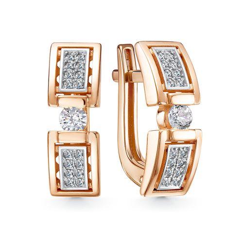 Серьги с английским замком Berger, красное золото 585 проба, вставка фианит (Berger, Россия) — от 1965.60 руб. в сети магазинов 7 карат забронировать в магазине Серьги с английским замком Berger, красное золото 585 проба, вставка фианит (Berger, Россия)