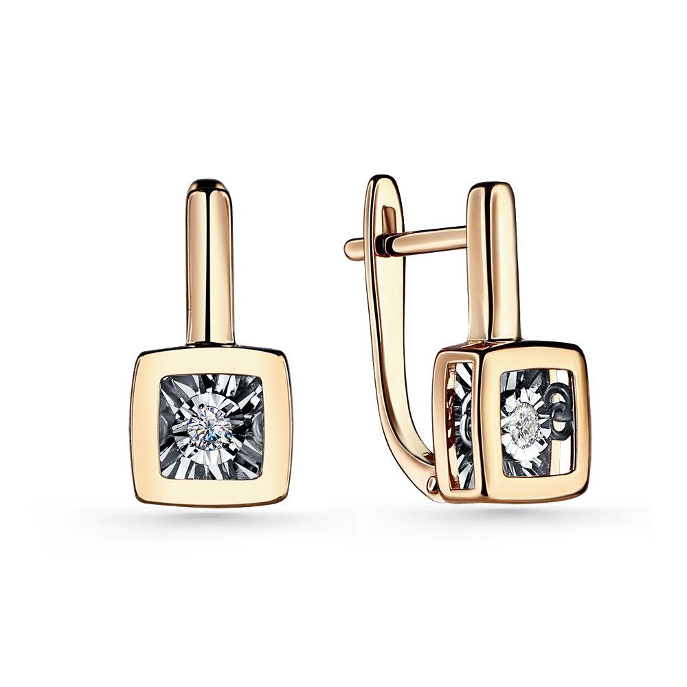 Серьги с английским замком, красное золото 585 проба, вставка бриллиант (Россия) — от 4048.28 руб. в сети магазинов 7 карат забронировать в магазине Серьги с английским замком, красное золото 585 проба, вставка бриллиант (Россия)