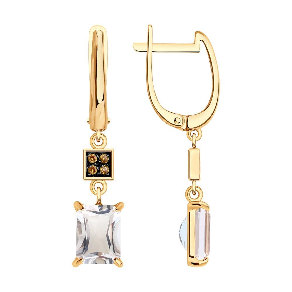 Серьги длинные, красное золото 585 проба, вставка фианит/хрусталь (Россия) — от 2174.04 руб. в сети магазинов 7 карат забронировать в магазине Серьги длинные, красное золото 585 проба, вставка фианит/хрусталь