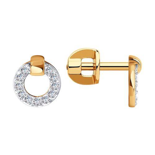 Серьги пусеты SOKOLOV, красное золото 585 проба, вставка фианит (SOKOLOV, Россия) — от 853.87 руб. в сети магазинов 7 карат забронировать в магазине Серьги пусеты SOKOLOV, красное золото 585 проба, вставка фианит