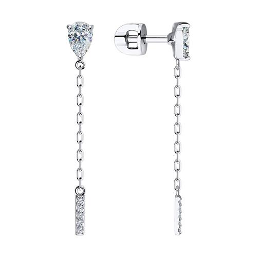 Серьги пусеты SOKOLOV, белое золото 585 проба, вставка фианит (SOKOLOV, Россия) — от 1065.90 руб. в сети магазинов 7 карат забронировать в магазине Серьги пусеты SOKOLOV, белое золото 585 проба, вставка фианит