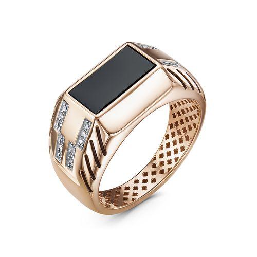 Кольцо печатка Berger, красное золото 585 проба, вставка фианит/оникс (Berger, Россия) — от 1802.99 руб. в сети магазинов 7 карат забронировать в магазине Кольцо печатка Berger, красное золото 585 проба, вставка фианит/оникс