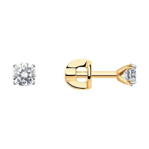 Серьги пусеты SOKOLOV, красное золото 585 проба, вставка фианит (SOKOLOV, Россия) — от 700.52 руб. в сети магазинов 7 карат забронировать в магазине Серьги пусеты SOKOLOV, красное золото 585 проба, вставка фианит