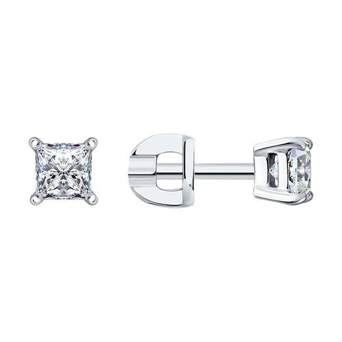 Серьги пусеты SOKOLOV, белое золото 585 проба, вставка муассанит (SOKOLOV, Россия) — от 1020.60 руб. в сети магазинов 7 карат забронировать в магазине Серьги пусеты SOKOLOV, белое золото 585 проба, вставка муассанит