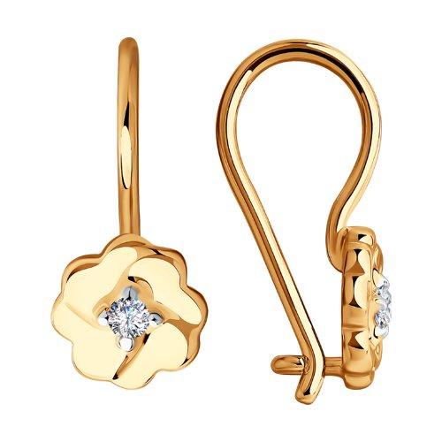 Серьги детские SOKOLOV, красное золото 585 проба, вставка фианит (SOKOLOV, Россия) — от 559.46 руб. в сети магазинов 7 карат забронировать в магазине Серьги детские SOKOLOV, красное золото 585 проба, вставка фианит